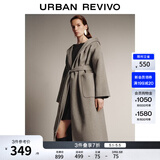 UR冬季新款女装高智感气质连帽腰带大衣外套UWM150078 中棕花灰 M