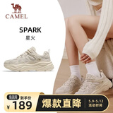 骆驼（CAMEL）女鞋厚底增高缓震老爹休闲运动鞋子 K25CX4L4013 浅米白/灰 36