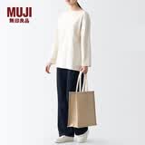 MUJI 黄麻简易收叠购物袋A4手提包托特包单肩包包手提袋麻布袋通勤包 长36*宽31.5*高15cm 原色 纵型