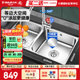 欧琳（OULIN）厨房水槽0涂层SUS304不锈钢洗菜盆洗碗池大双槽洗菜池左右可选