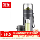 富光玻璃杯 高硼硅泡茶杯子 茶水分离杯 商务办公便携塑玻水杯男女士