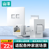 山泽网络口面板 超五类千兆网线免打模块面板插座套装86型加厚 双口面板+超五类模块 SZ-MBT16