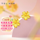 谢瑞麟（TSL）黄金耳钉磨砂朱槿花朵足金耳饰YM352 约0.75g生日