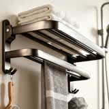 馨沛毛巾架免钉打孔浴室卫生间厕所置物架洗手间墙上浴巾架收纳挂件