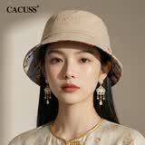 CACUSS帽子男女渔夫帽棉四季遮阳防晒帽户外太阳帽时尚宽檐盆帽秋 卡中