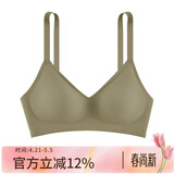 秋鹿内衣女时尚简约无钢圈薄杯胸罩法式性感舒适小胸聚拢文胸女士内衣 橄榄绿（固定杯） M （75）