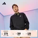 adidas情侣款休闲抓绒圆领长袖卫衣套头衫男女秋季阿迪达斯轻运动   黑色/白   3XL