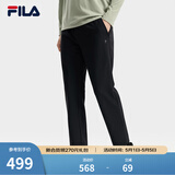 斐乐（FILA）官方春秋新款男子加绒保暖长裤针织直筒运动裤子百搭通勤休闲长裤 【WHITE系列新款】黑色-BK M 170/80A
