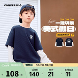 Converse 匡威男女童纯棉拼接假两件长T秋季新款时尚舒适上衣