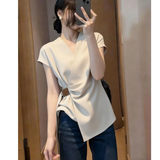 拉夏贝尔（La Chapelle）【超热卖】广州十三行品质夏季女士高端T恤上衣不规则V领衬衫