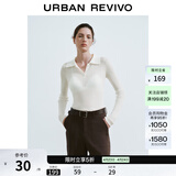 UR2024秋季新款女装纽扣翻领修身针织衫UWM940011 本白 S