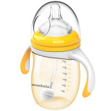 蒙芭拉婴儿奶瓶PPSU宽口径防摔一岁以上2-3岁宝宝奶瓶带重力球吸管 橙色 200ml