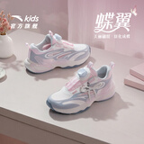 安踏儿童运动鞋蝶翼族群女大童秋冬季新品革面潮流旋钮扣校园休闲鞋 【珍珠挂饰少女款】纸莎白/银/薄霜粉8832-2 36 脚长23cm
