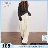 三彩2025冬季新款休闲裤松紧腰宽松直筒裤长裤简约M 奶白色 M 160/68A 160/68A