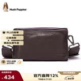 暇步士（Hush Puppies）男士单肩包斜挎包新款时尚户外通勤真皮邮差包牛皮小背包送男友 咖色窄肩带HA-2011708W-5010z