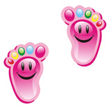 蓒鹬小脚丫地贴幼儿园学校地面台阶贴儿童房卡通防水自粘脚印学步贴纸 无字脚丫【粉色】15对