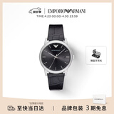 EMPORIO ARMANI阿玛尼手表男士 简约商务风黑色皮带欧美表 生日礼物送男友AR2500
