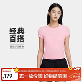 耐克NIKE春夏女短袖圆领T恤 运动休闲 紧身衣FV5509-690红/粉红 S