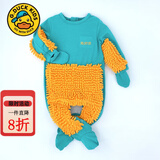 G.duck小黄鸭婴儿爬行服宝宝拖地爬爬服儿童连体衣服春秋冬装懒人擦地薄 湖蓝包手包脚   90cm 18斤-22斤
