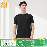 361°短袖男速干t恤新款夏季弹力吸湿排汗运动t恤男圆领跑步健身速干衣 超级黑 XL