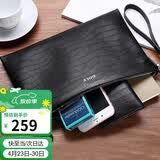 高尔夫（GOLF）头层牛皮男士手包多卡位手拿包鳄鱼纹大容量信封手抓包送男友礼物