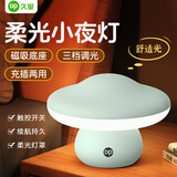 久量（DP）小夜灯婴儿喂奶床头夜灯卧室插座伴睡宿舍走廊夜起节能LED灯氛围 磁吸蘑菇款【三档调光+充插两用+2000毫安】