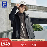 FILA 斐乐官方男士三合一冲锋衣两件套冬新款健身运动保暖连帽外套 深黑-BK 2XL 185/104A/XXL