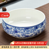 瓷牌茗粗陶特大号茶洗陶瓷青花瓷水洗碗杯笔洗玻璃茶杯碗水盂功夫茶具茶道配件栽种水植花盆果盆 陶瓷花香牡丹茶洗-中（8英寸）