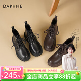 达芙妮马丁靴女2026秋冬新品英伦风加绒短靴女靴子女鞋厚底增高复古女鞋 棕色主图款【单里】 36