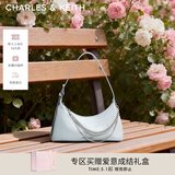 CHARLES&KEITH柔软拉链式褶皱单肩包腋下包包女包女士母亲节礼物CK2-40782472 Sea Salt Blue海盐蓝色 S