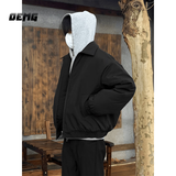 OEMG美式飞行员棉服夹克男士冬短款cleanfit百搭翻领外套保暖棉袄上衣 黑色 XL [建议130-150斤]