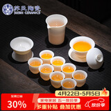 苏氏陶瓷羊脂玉德化白瓷丰亭三才盖碗功夫茶具套组精致礼盒130ML节日礼物