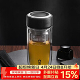 希乐玻璃杯双层玻璃水杯高颜值男士商务办公茶水分离杯便携泡茶杯子