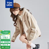 唐狮卫衣外套女春装秋冬季新款针织开衫宽松上衣女 加绒款/浅卡其 S