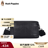 暇步士（Hush Puppies）男士单肩包斜挎包新款时尚户外通勤真皮邮差包牛皮小背包送男友 黑色窄肩带HA-2011708W-5710z