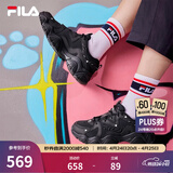 FILA 斐乐猫爪鞋4代女鞋老爹鞋情侣运动鞋复古时尚休闲鞋网面透气 【女款】黑-BK 38.5