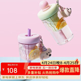 乐扣乐扣（LOCK&LOCK）夏天高颜值大容量泡饮吸管杯tritan提绳茶仓塑料水杯子770ML绿色