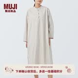 MUJI MUJI 女式 高密度平织盘扣连衣裙 长袖裙子新中式衬衫裙纯棉全棉 淡黄色 S (155/80A)