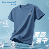 真维斯（Jeanswest）冰丝短袖男夏季轻薄透气网眼速干上衣男士休闲运动凉感宽松T恤C