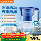 苏泊尔（SUPOR）便携式滤水壶3.5L蔚蓝1壶7芯过滤净水器净水壶自来水活性炭过滤器滤水器家用版蓝色