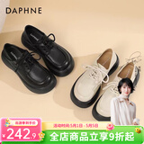 DAPHNE达芙妮乐福鞋女2026春秋新款复古风小皮鞋女森系学院风黑色百搭女单鞋子 纯黑色【5cm跟高】 37