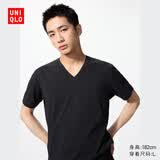 优衣库快干V领T恤/短袖男装女装情侣百变T休闲475376 475376/09黑色 XS