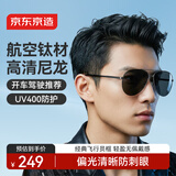 京东京造 新款【天际线】超轻钛架尼龙偏光飞行员太阳镜 骑行防晒墨镜