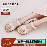 森达时装凉鞋女款夏新商场同款厚底休闲凉鞋XMH01BL5 米白 37