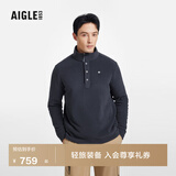 AIGLE艾高抓绒衣经典款POLARTEC户外保暖休闲耐穿半拉链上衣男士 海军蓝 BE484 L (180/96A)