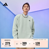 adidas情侣款休闲抓绒圆领长袖卫衣套头衫男女秋季阿迪达斯轻运动   浅绿   XS