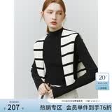 范思蓝恩22FS4132半高领打底衫女秋冬修身内搭叠穿长袖针织衫上衣 黑色 M