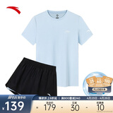 安踏速干套装丨运动短袖短裤两件套女夏冰丝跑步吸湿透气羽毛球服