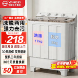扬子（YANGZI）集团半自动洗衣机家用老式出租房脱水双筒双缸小型洗衣机一人波轮省电蓝光洗护家用大容量一体机 25公斤【洗17KG+脱8KG家庭选购款】 双缸