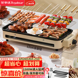荣事达（Royalstar）电烤炉烤串烤肉一体烧烤炉烤肉锅电烤盘烤串机电烤架烤肉盘家用大功率不粘烤肉RSKP1518